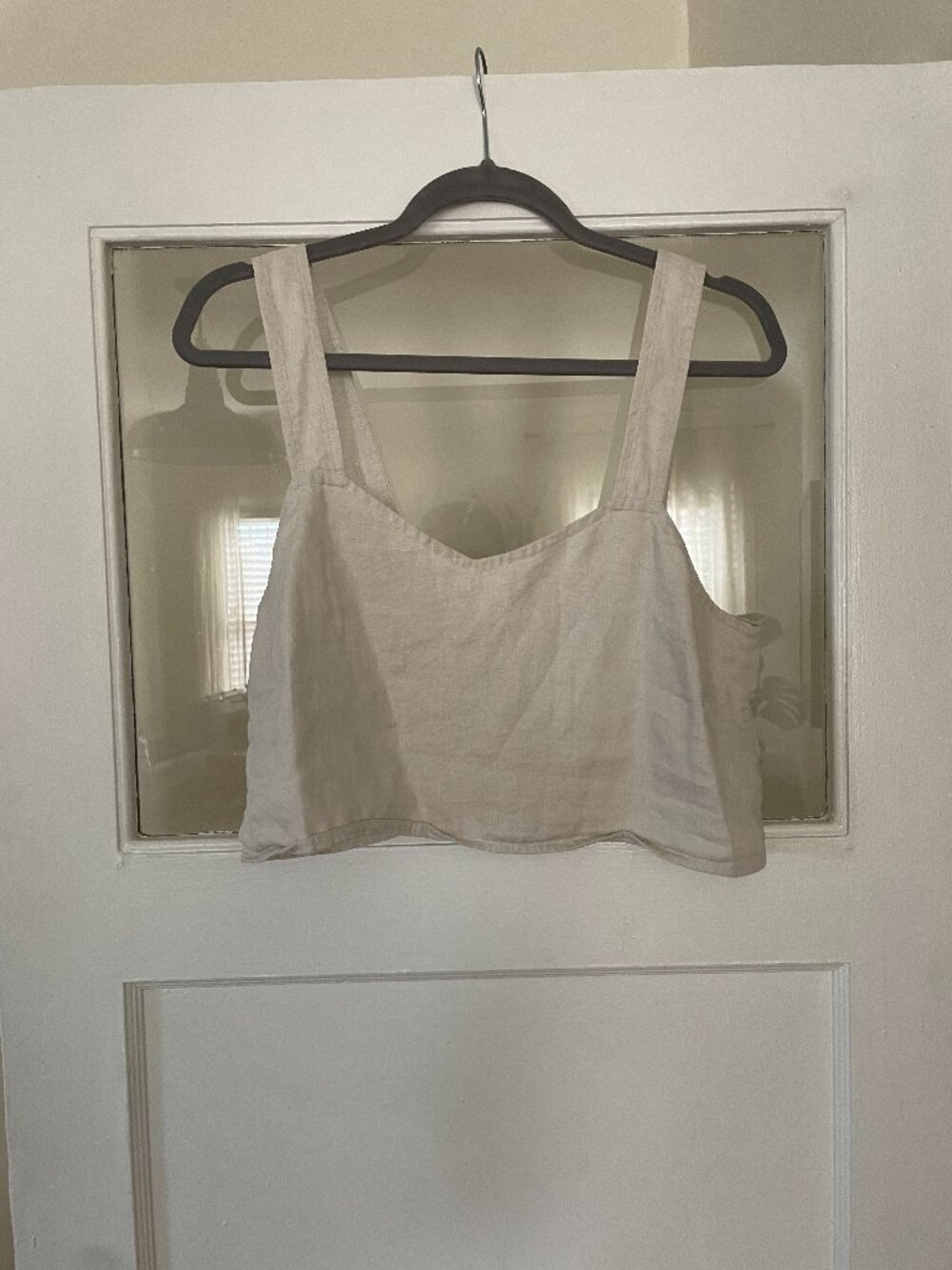 Quince Linen Boxy Cropped Tank, Small